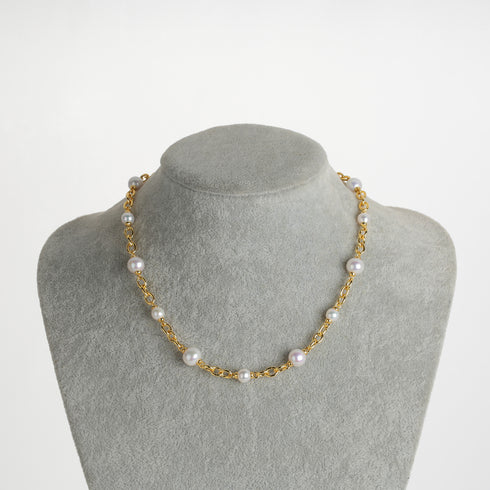 Freshwater Pearl Long Gold Chain Necklace